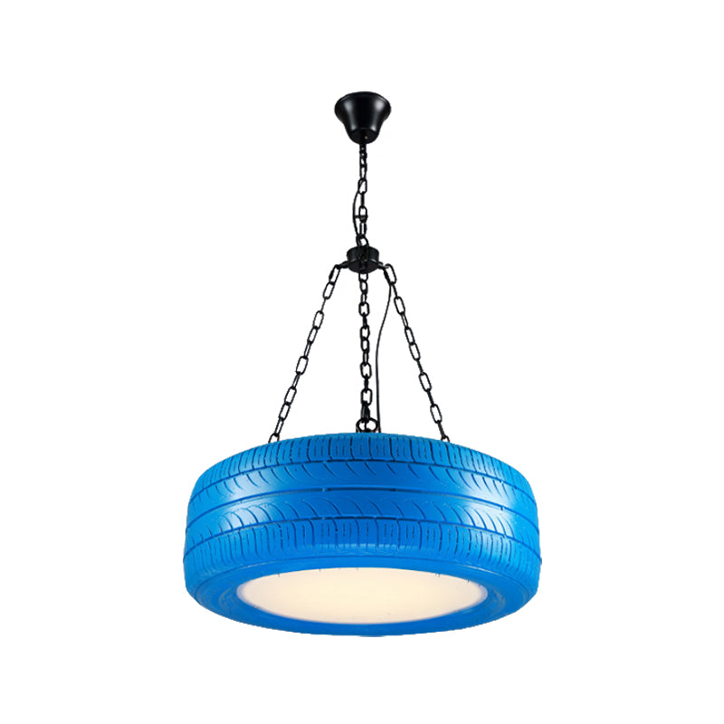 Creative Industrial Hanging Light Car Tire Rubber Chandelier with Hanging Chain for Bar
