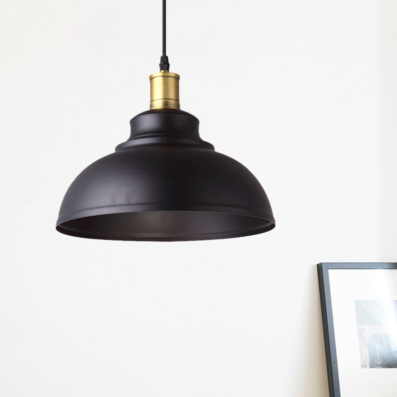 1 tono de tazón ligero lámpara colgante de black metal de estilo vintage de estilo vintage con cable enchufable para restaurante