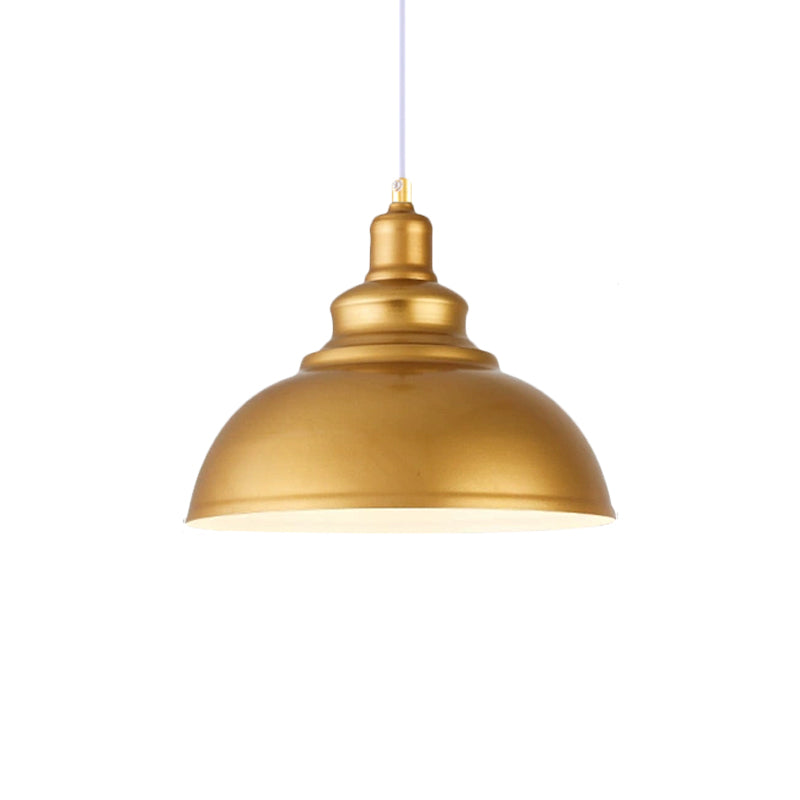 Gold Finish Domed Ceiling Pendant Mid Century Metal 1 Head Dining Table Pendant Lighting with Adjustable Cord, 12"/14"/16" W