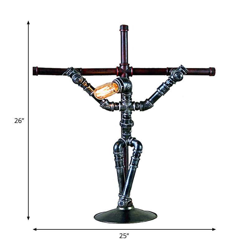 1 Glühbirnenstischlampe Rustikal Stylish gealtert Silberwasserrohr Innentischbeleuchtung mit Roboterdesign