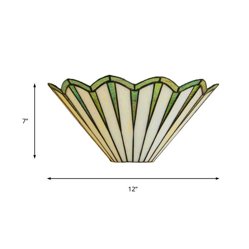 Glass Conical Sconce Light Coffee Shop 1 Light Simple Style Shuttlecock Wall Lamp in Green