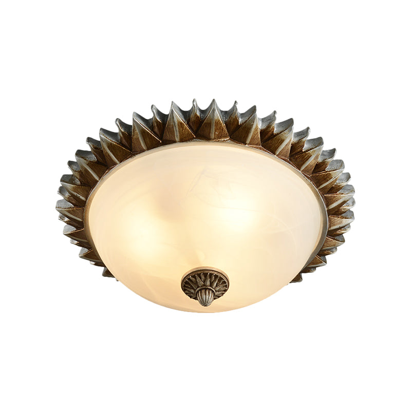 Plafonnier encastré à 3 lumières en verre opalin de style rétro en forme de soleil en rouille pour chambre à coucher