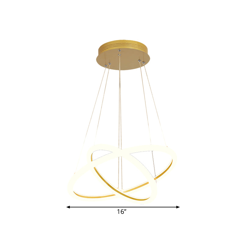 Moderne dubbele ring kroonluchter metallic eetkamer led suspensie verlichting in goud, warm/wit licht
