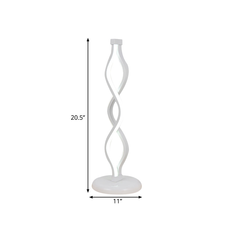 Minimalist LED Nightstand Light White Spiral Table Lamp with Metallic Shade for Bedside