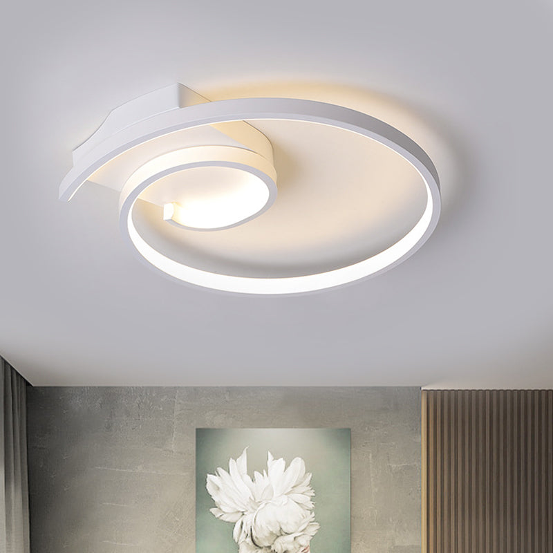 Lámpara empotrada LED rizada, iluminación de techo minimalista de metal blanco/negro con luz blanca/cálida, 16,5"/20,5" de ancho