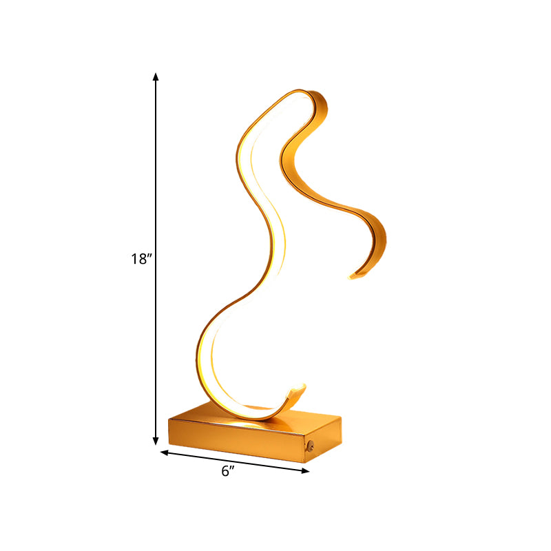 Mesa de forma negra/dorada Luz de la mesa de metal LED moderno con pedestal rectángulo