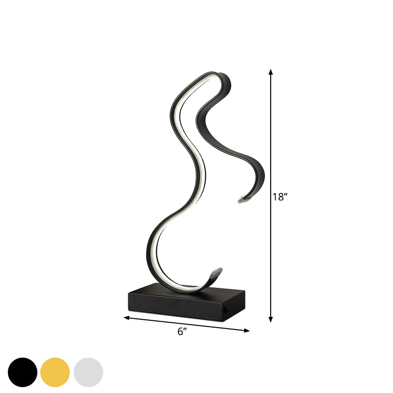 Simplicity Horse Profile Desk Lighting Metal LED Bedroom Nightstand Light with Oblong Pedestal in Black/White/Gold