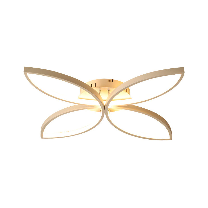 Modern Petal Semi Flush Light Metal 23"/29"/35.5" Wide LED Bedroom Close to Ceiling Lamp in Warm/White Light
