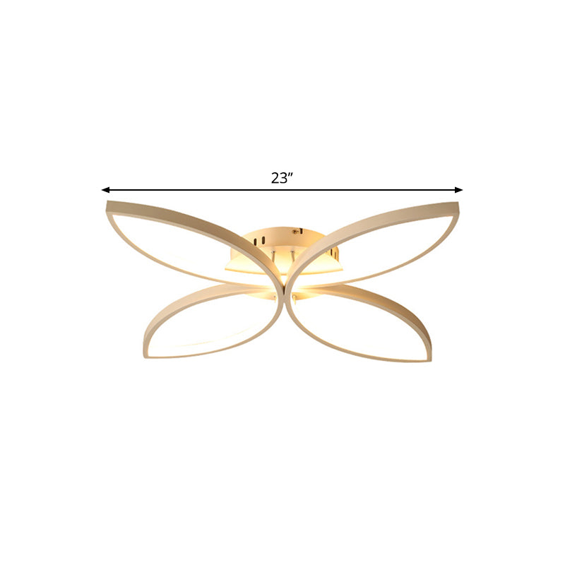 Modern Petal Semi Flush Light Metal 23"/29"/35.5" Wide LED Bedroom Close to Ceiling Lamp in Warm/White Light