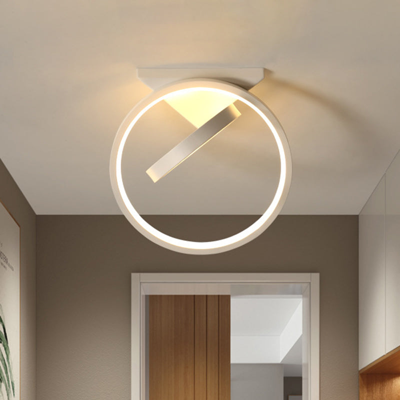 Dual Rings Balcony Massimale Montaggio Lampada Metallo Minimalismo LED Flush Light in Warm / White Light, Nero / Bianco