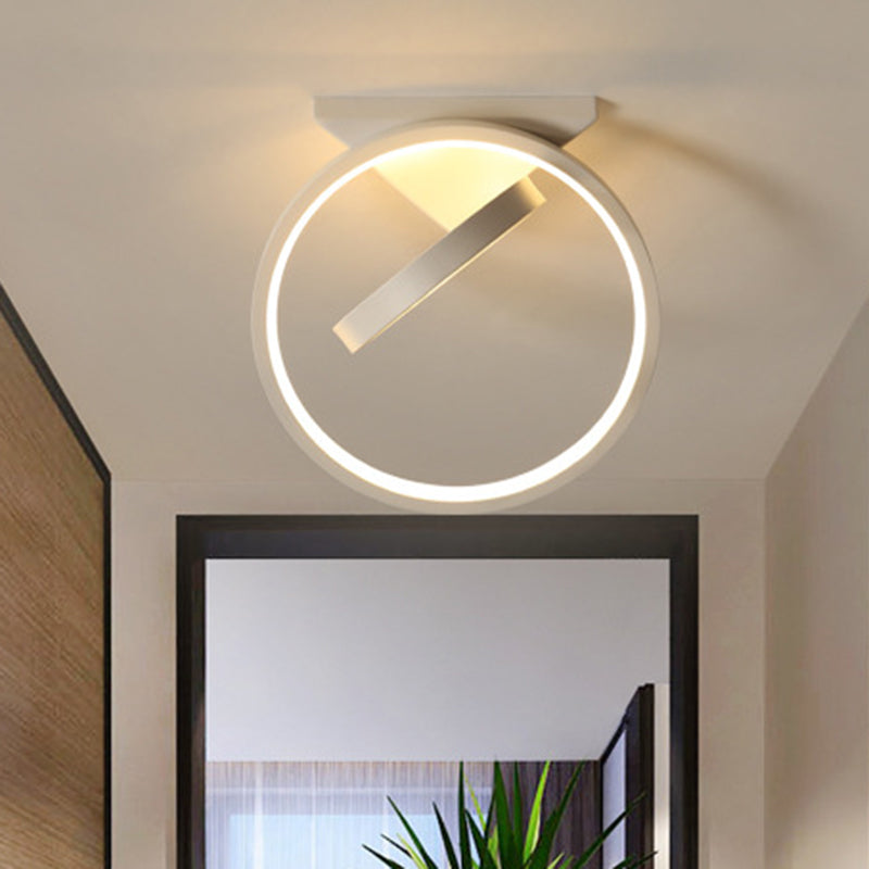 Dual Rings Balcony Massimale Montaggio Lampada Metallo Minimalismo LED Flush Light in Warm / White Light, Nero / Bianco