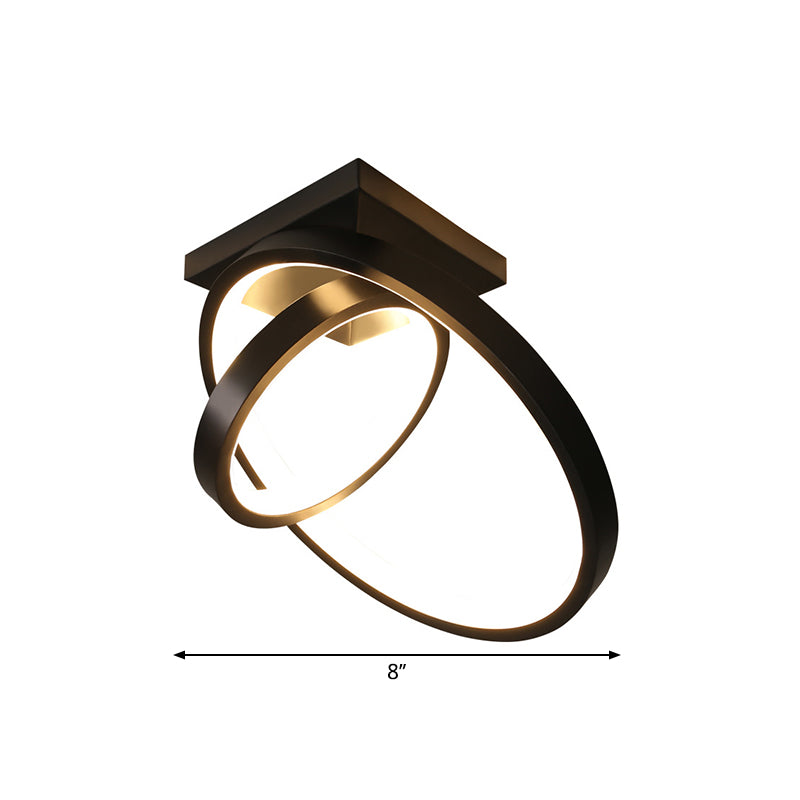 Dual Rings Balcony Massimale Montaggio Lampada Metallo Minimalismo LED Flush Light in Warm / White Light, Nero / Bianco