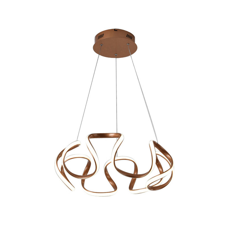 Curvy Circle Pendant Lighting Modernist Metallic LED Brown Chandelier Pendant Light