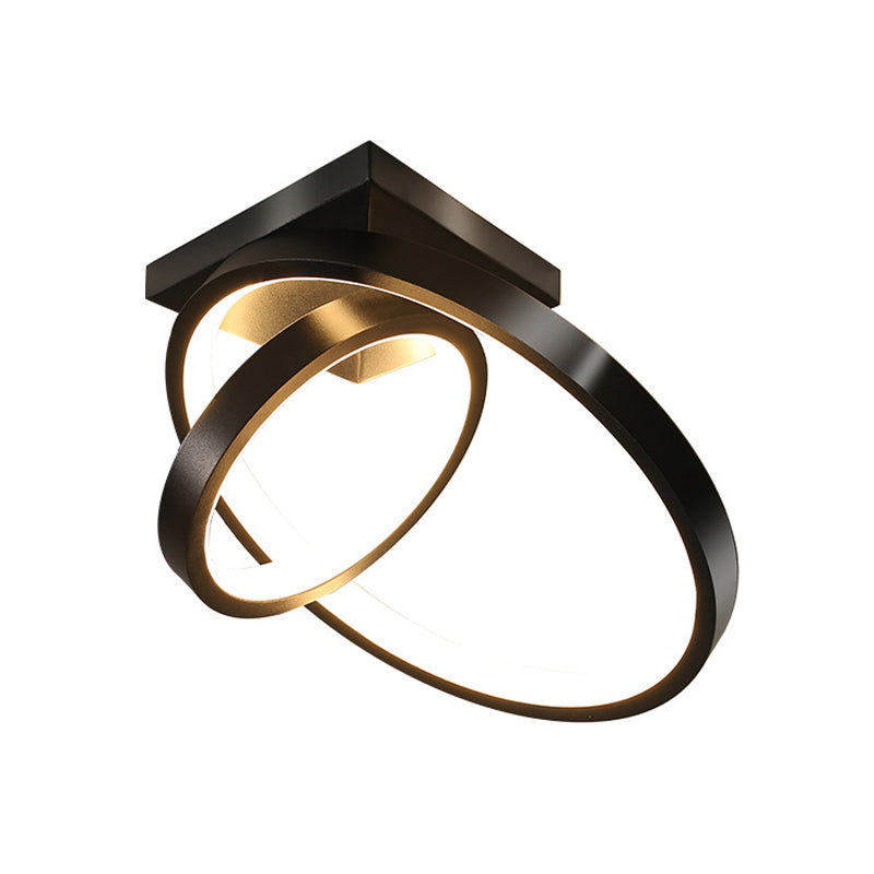 Cerchi Flush Lamp Fixture Simplicity Metallic Black / White LED Soffsh Mount in Warm / White Light