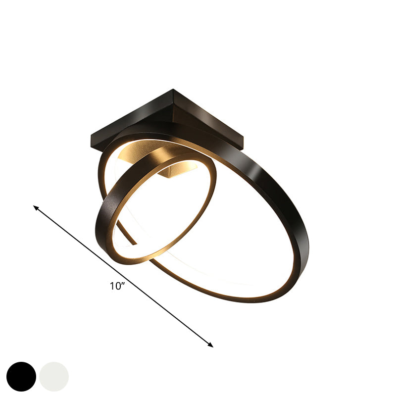 Cerchi Flush Lamp Fixture Simplicity Metallic Black / White LED Soffsh Mount in Warm / White Light