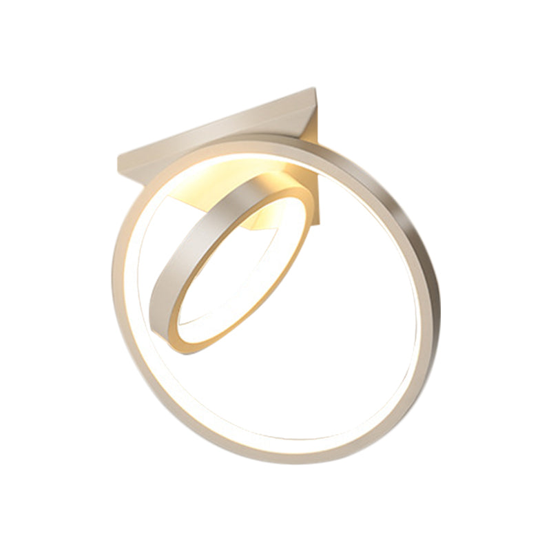 Cerchi Flush Lamp Fixture Simplicity Metallic Black / White LED Soffsh Mount in Warm / White Light