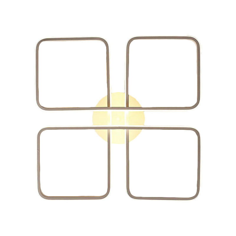 Schlafzimmer LED Semi Mount Beleuchtung Moderne weiße Deckenbefestigung mit quadratischem Metallrahmen, warmes/weißes Licht