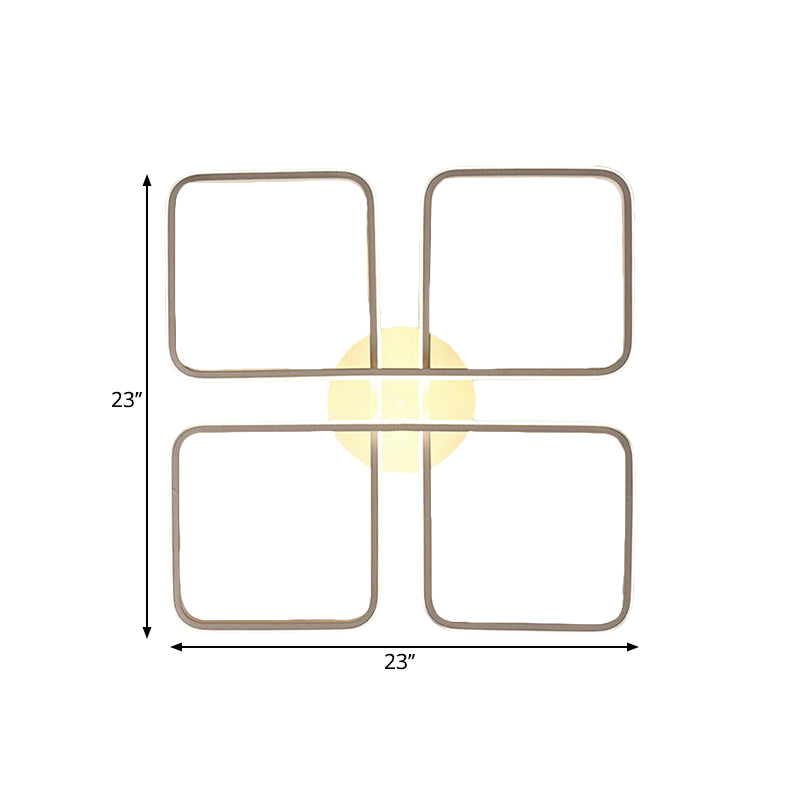 Schlafzimmer LED Semi Mount Beleuchtung Moderne weiße Deckenbefestigung mit quadratischem Metallrahmen, warmes/weißes Licht