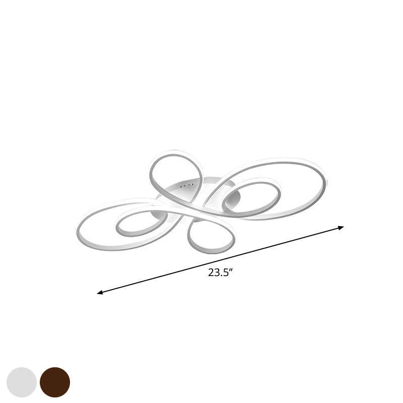 Moderne Linten Plafond Flush Mount Aluminium 23.5"/31.5" Brede LEIDENE Slaapkamer Flush Licht in Warm/Wit Licht, Wit/Donkere Koffie