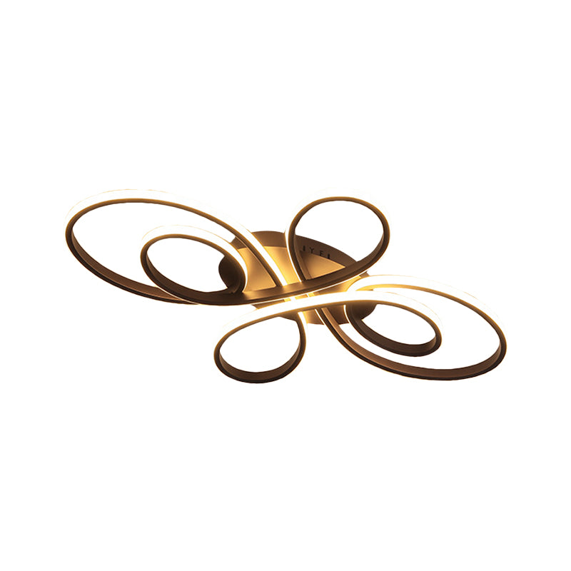 Moderne Linten Plafond Flush Mount Aluminium 23.5"/31.5" Brede LEIDENE Slaapkamer Flush Licht in Warm/Wit Licht, Wit/Donkere Koffie