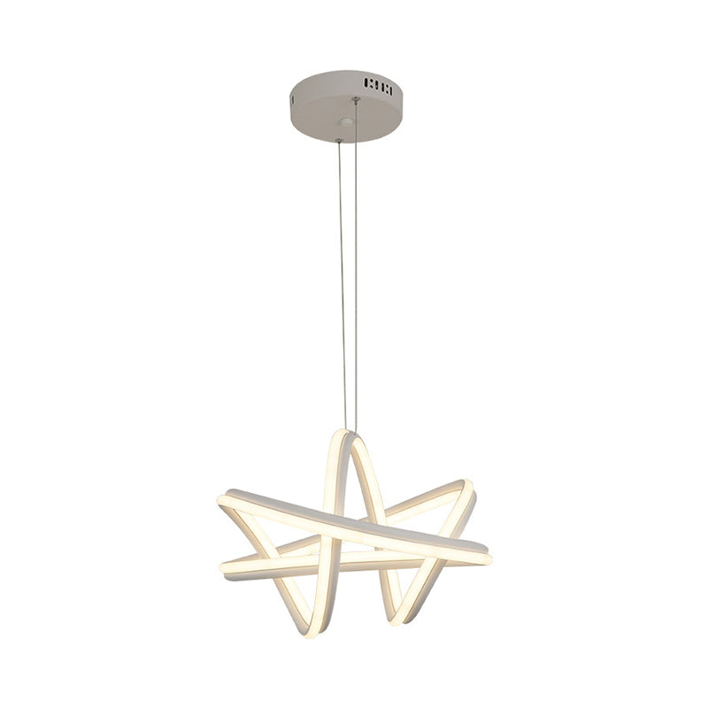 Wit Twisted Linear Hanging Lamp Kit Eenvoudig LED -metalen plafond kroonluchter in warm/wit licht