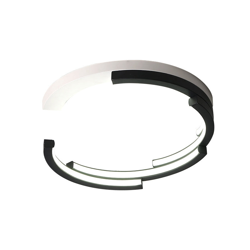 C-Shaped Living Room Flush Ceiling Light Acrylic 16"/19.5" Wide LED Minimalist Flushmount in Black, White/3 Color Light