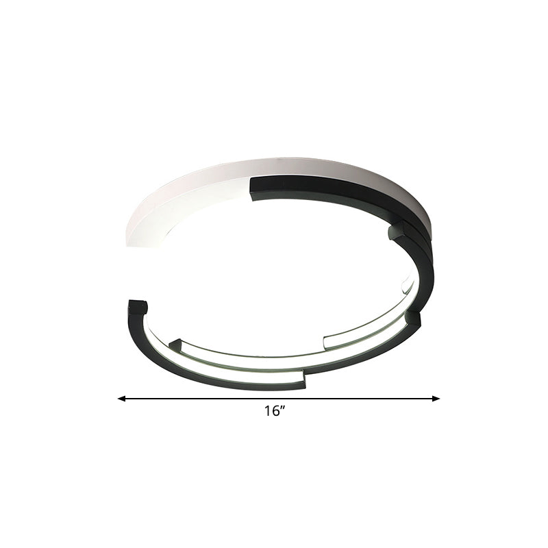 C-Shaped Living Room Flush Ceiling Light Acrylic 16"/19.5" Wide LED Minimalist Flushmount in Black, White/3 Color Light