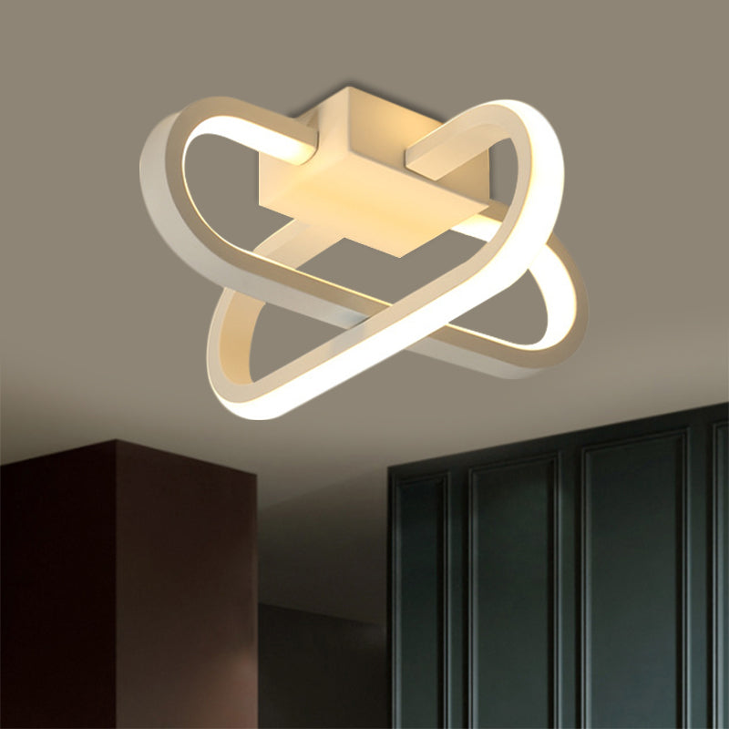 Lámpara LED empotrada para hotel, moderna lámpara de techo en blanco/negro con pantalla acrílica oblonga cruzada en luz blanca/cálida