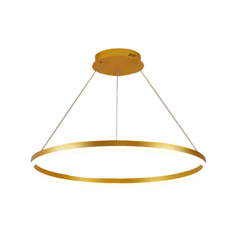 Ring kroonluchter lamp Minimalistisch metaal 16 "/19.5" /23.5 "met LED -slaapkamer plafond hanger in goud, warm/wit licht