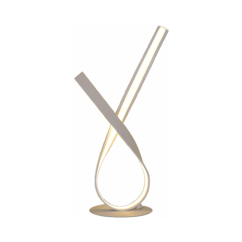 Lampe de tâche de symbole de ruban lampe à table de chevet de chevet à LED métallique minimaliste en blanc