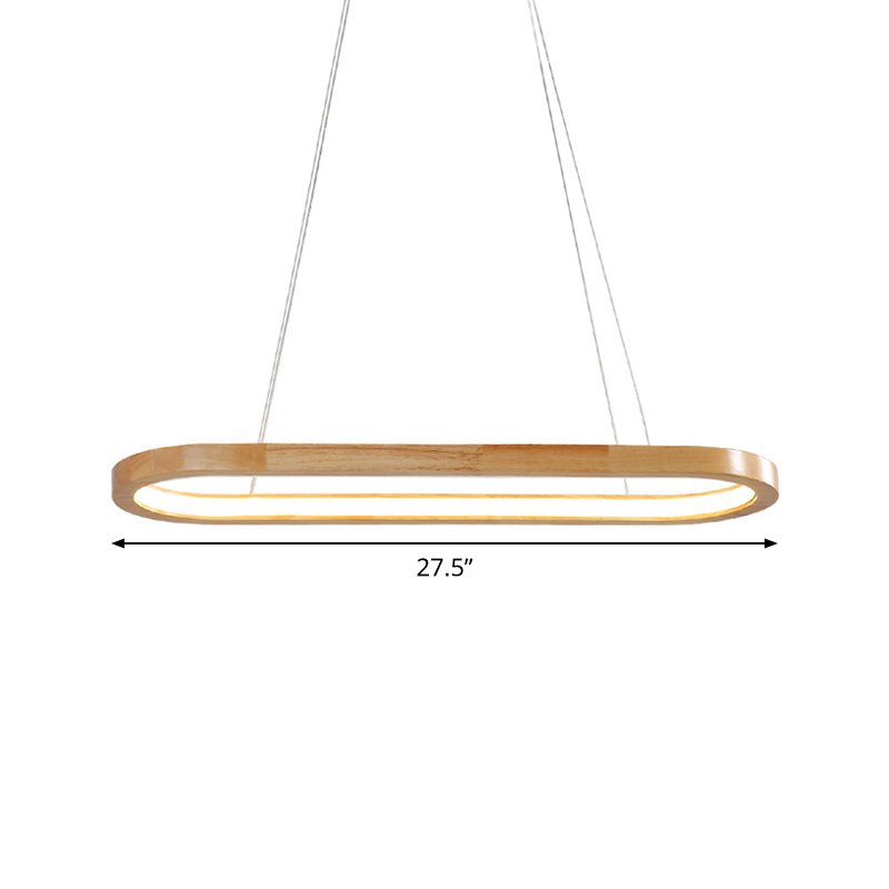 Ellipse Restaurant Island Ciondolo Wood 27,5 "/35,5" Long LED SEMPLICITY Apparecchiatura a sospensione in beige