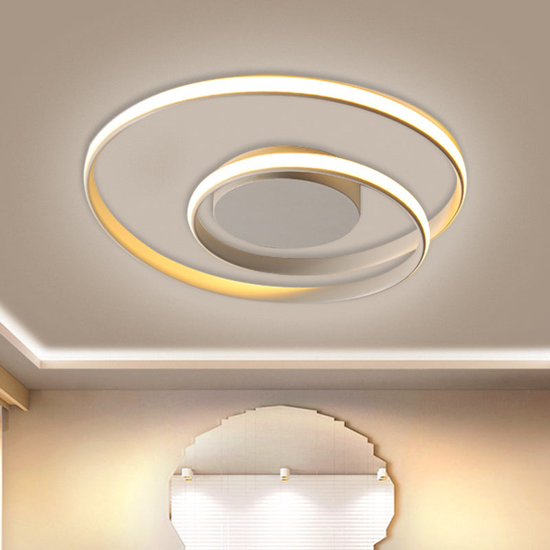 Plafonnier circulaire noir/blanc contemporain de 18"/23,5" de large à LED en métal avec lumière chaude/blanche