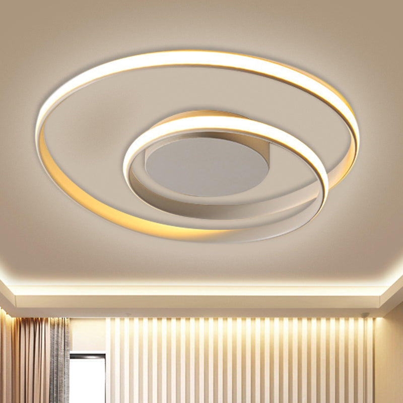 Plafonnier circulaire noir/blanc contemporain de 18"/23,5" de large à LED en métal avec lumière chaude/blanche