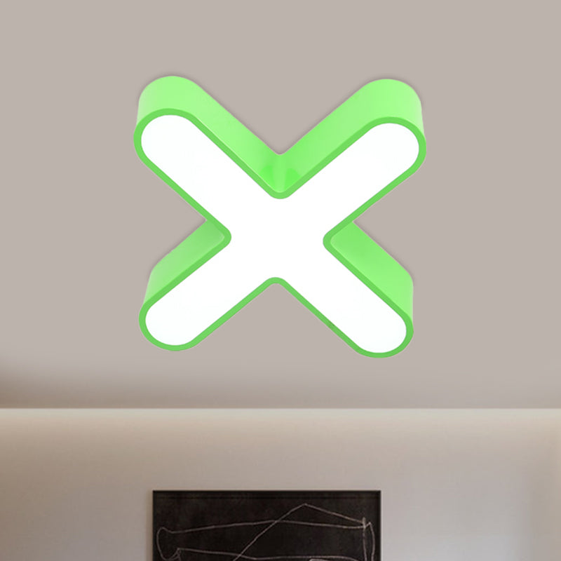 Nordic LED Flushmount Lighting Red/Blue/Green Mathematical Notation Ceiling Lamp with Metal Shade