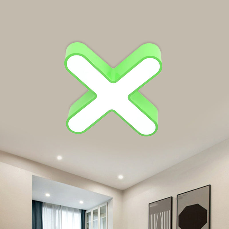 Nordic LED Flushmount Lighting Red/Blue/Green Mathematical Notation Ceiling Lamp with Metal Shade