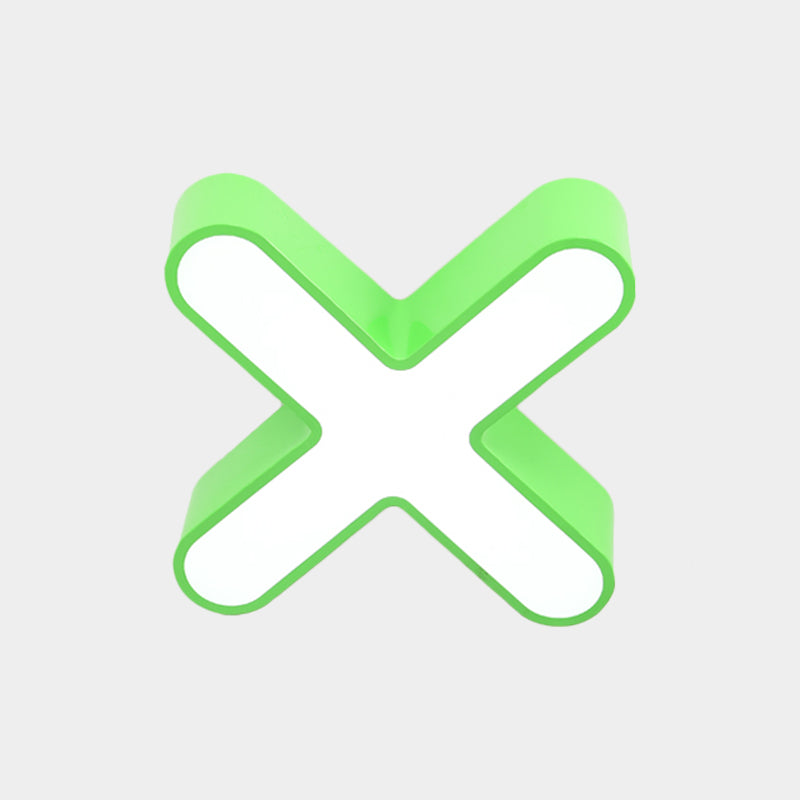 Nordic LED Flushmount Lighting Red/Blue/Green Mathematical Notation Ceiling Lamp with Metal Shade