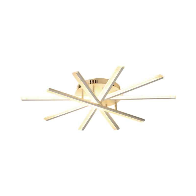 Burst Design Acrylic Ceiling Light Modernist 5/9-Bulb White LED Semi Flush Mount Lighting in Warm/White Light