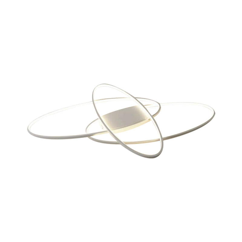 Orbital Boys Bedroom LED Flush Mount Acrylic Modern Ceiling Flushmount Lamp in Warm/White Light, Black/White