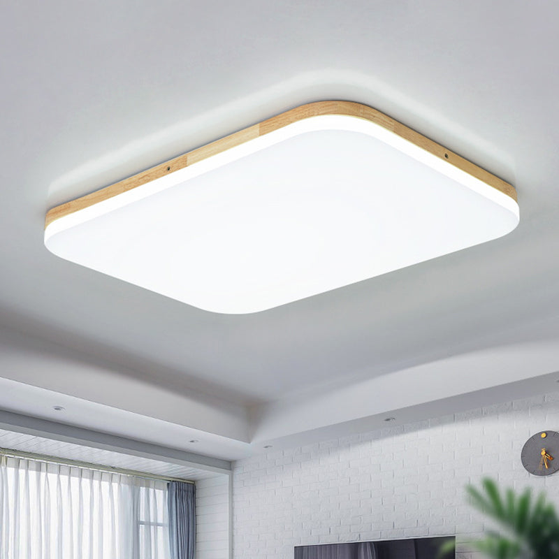 Lampada da incasso a soffitto rettangolare in acrilico semplice da 25,5"/34" lunga beige per soggiorno