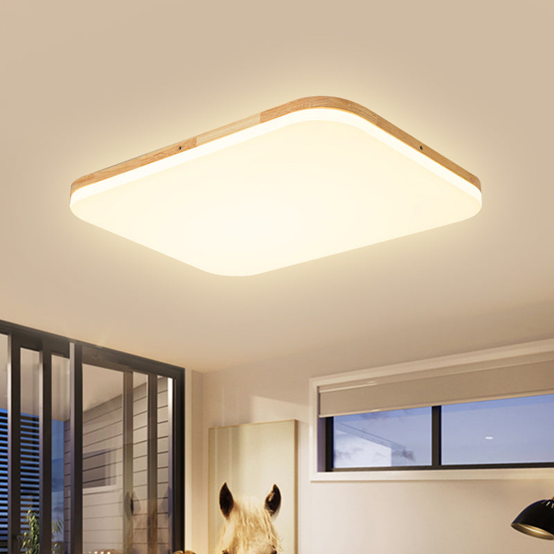 Lampada da incasso a soffitto rettangolare in acrilico semplice da 25,5"/34" lunga beige per soggiorno