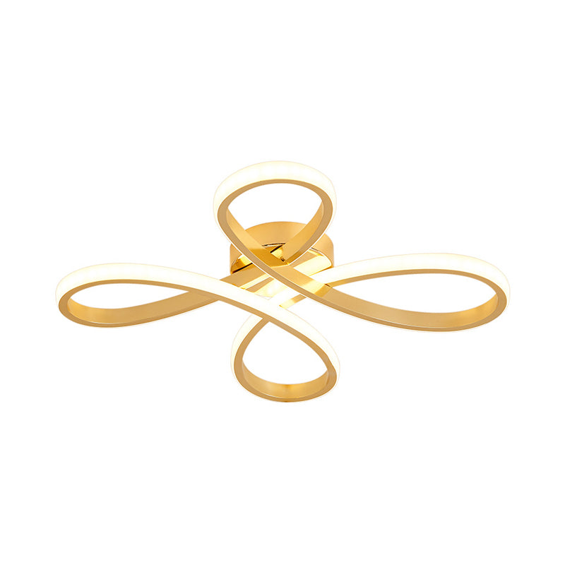 Chinois Knot Ceiling Flush Mount Modernism DEL Gold Semi Flush Lamp in Warm / White Light, 19.5 "/25.5" Wide