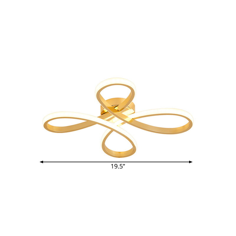 Chinois Knot Ceiling Flush Mount Modernism DEL Gold Semi Flush Lamp in Warm / White Light, 19.5 "/25.5" Wide