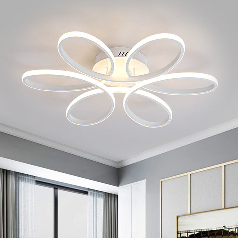 Metallisch Blume Rahmen Flushmount Contemporary LED Weiß Deckenbündige Fassung in Warm/Weißes Licht
