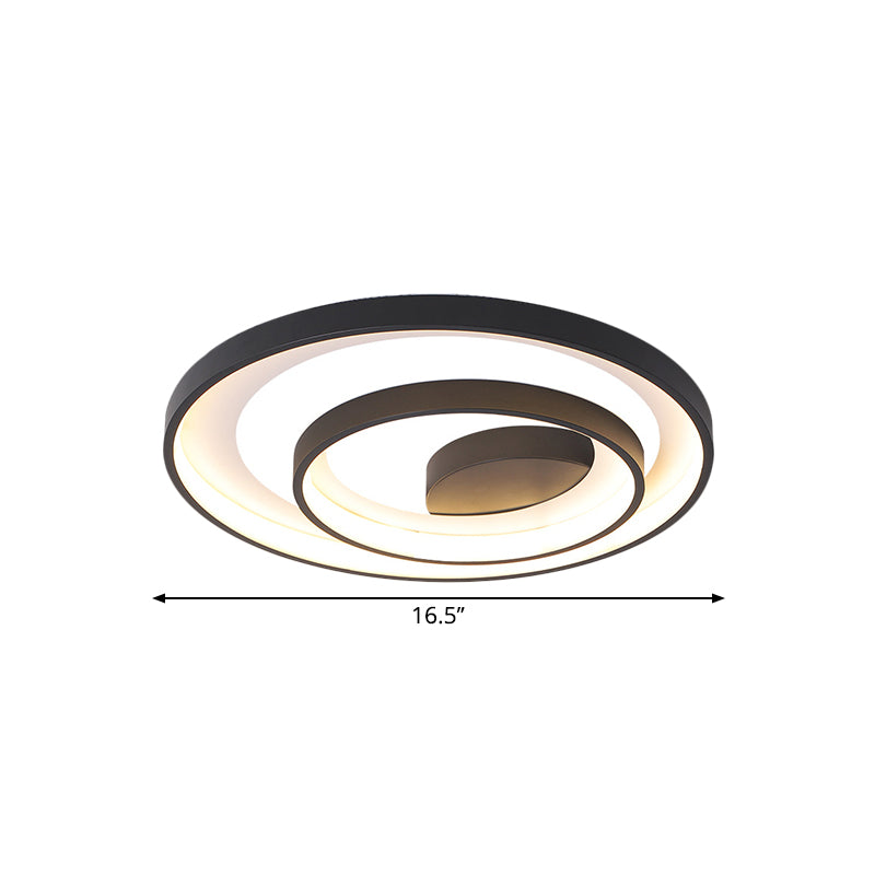 16.5"/20.5" W Circle Ceiling Lamp Simplicity Metallic Sleeping Room LED Flush Mount Lighting in Black, Warm/White Light