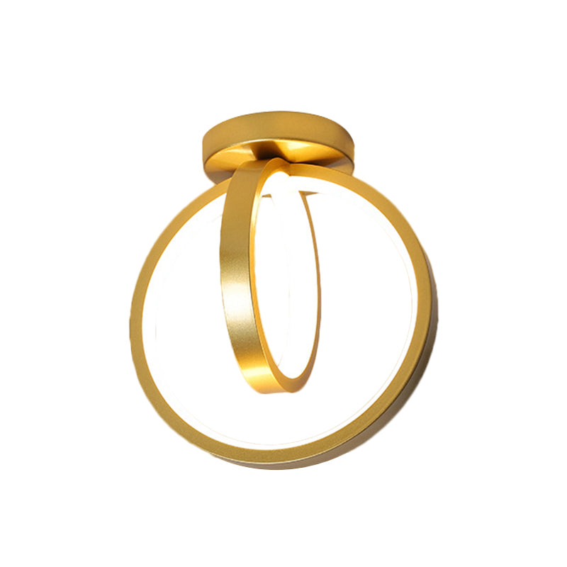 Miniluz empotrada circular para pasillo, LED acrílico minimalista, iluminación de montaje en techo en negro/dorado, luz blanca/cálida