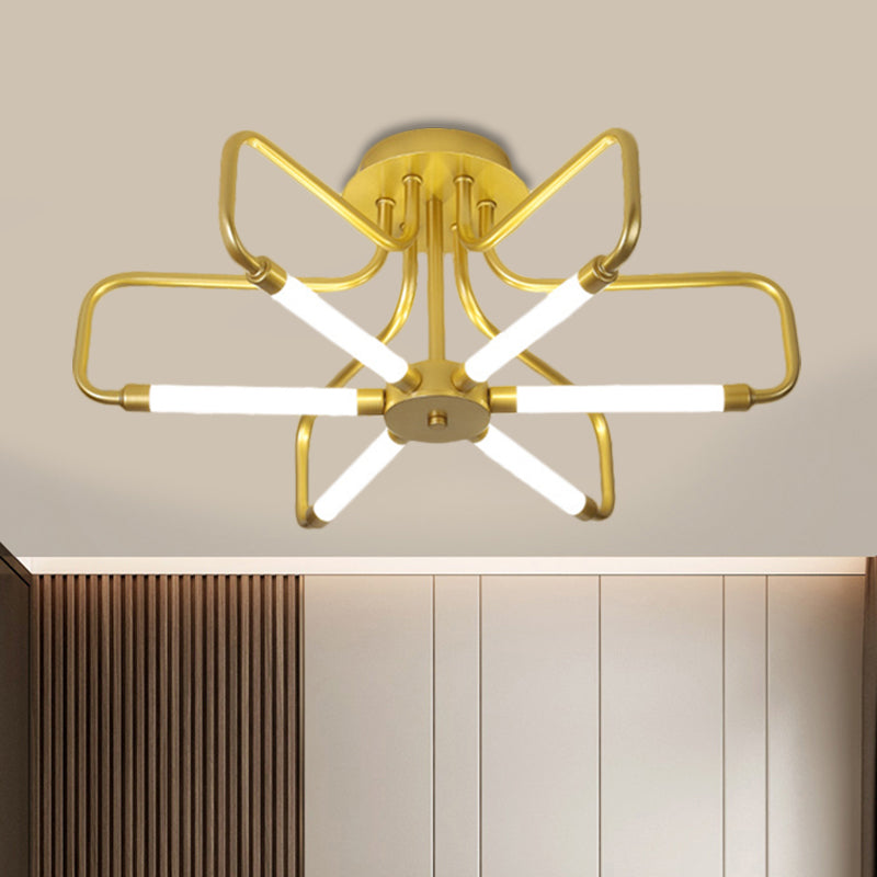 Floral Frame Semi Flush Light armatuur Modern acryl zwart/gouden LED -plafondlamp in warm/wit licht, 24,5 "/39" breed