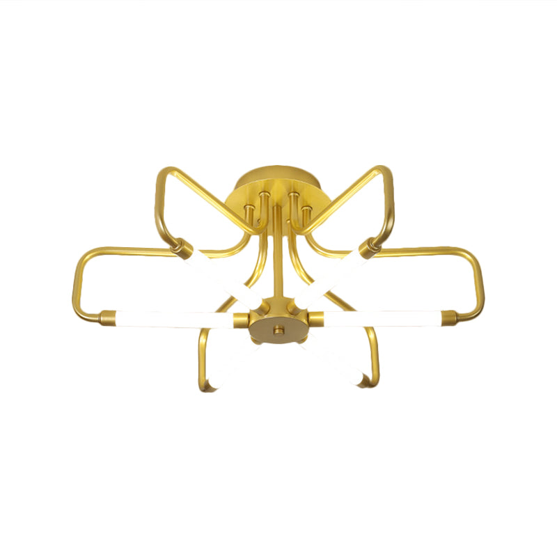 Floral Frame Semi Flush Light armatuur Modern acryl zwart/gouden LED -plafondlamp in warm/wit licht, 24,5 "/39" breed