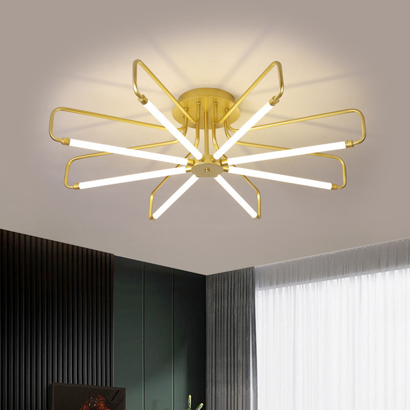 Floral Frame Semi Flush Light armatuur Modern acryl zwart/gouden LED -plafondlamp in warm/wit licht, 24,5 "/39" breed