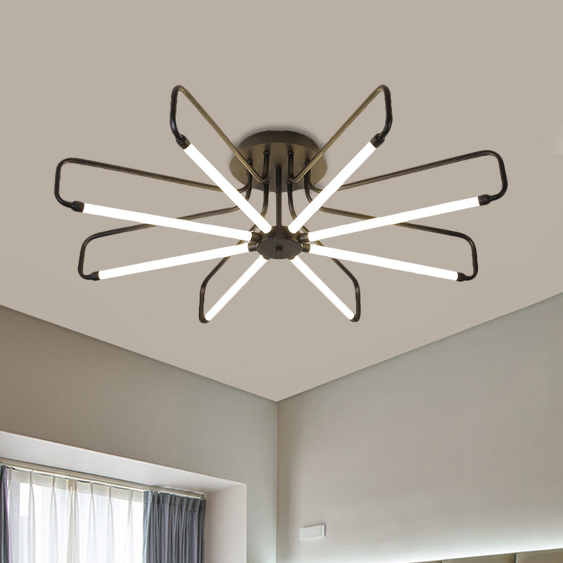 Floral Frame Semi Flush Light armatuur Modern acryl zwart/gouden LED -plafondlamp in warm/wit licht, 24,5 "/39" breed