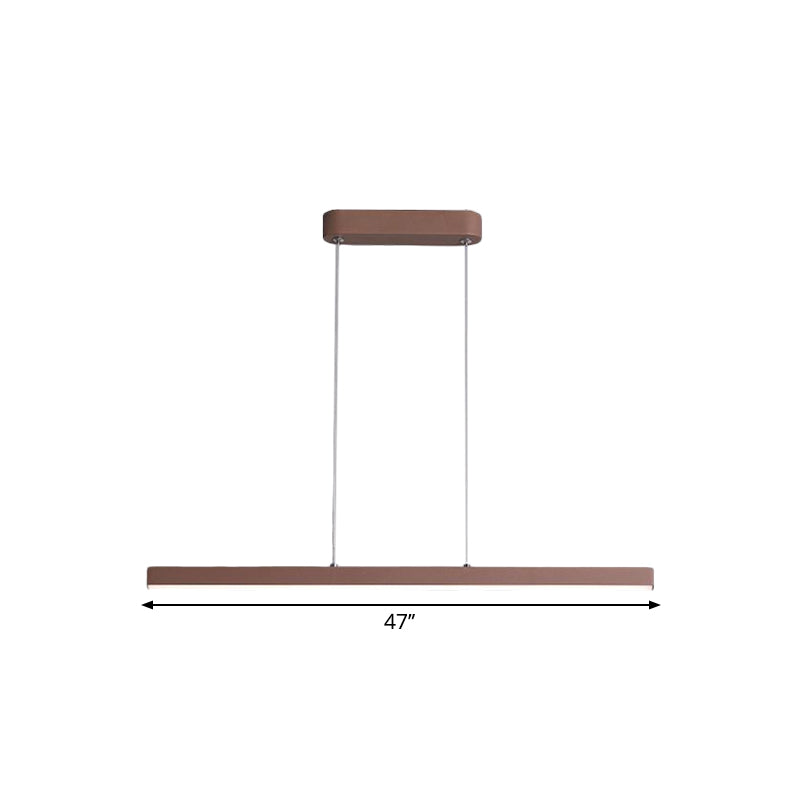 Metal Linear Island Lighting Ideas Modernism LED Ceiling Suspension Lamp in Brown, Warm/White Light